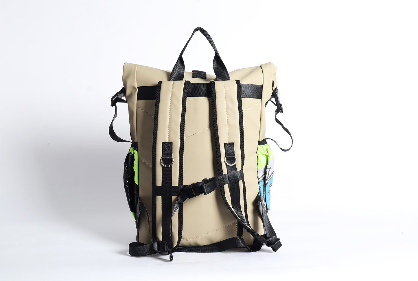 Roll Top Backpack (Brown-Blue)